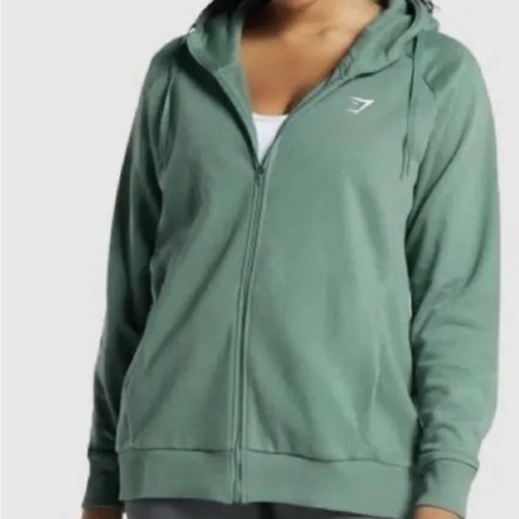Gymshark women’s full zip training hoodie sweatshirt small green pockets - Picture 9 of 9